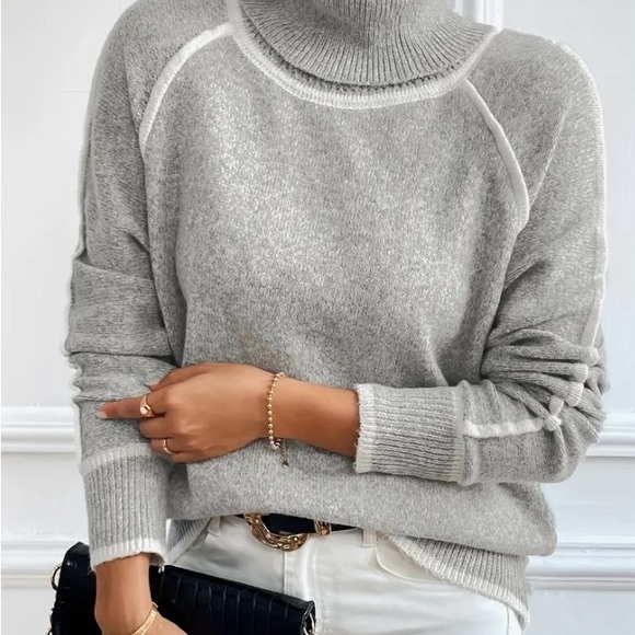 Luxurious Ultra Soft Contrast Trim Sweater - Picture 2 of 4